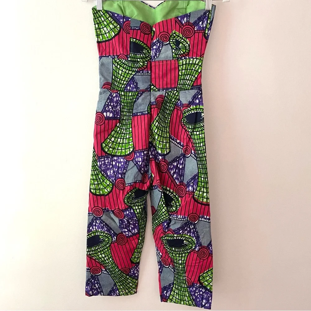 Girls‎ Ankara Patchwork Playsuit Multi Colored Mosaic One-piece Romper Large/XL